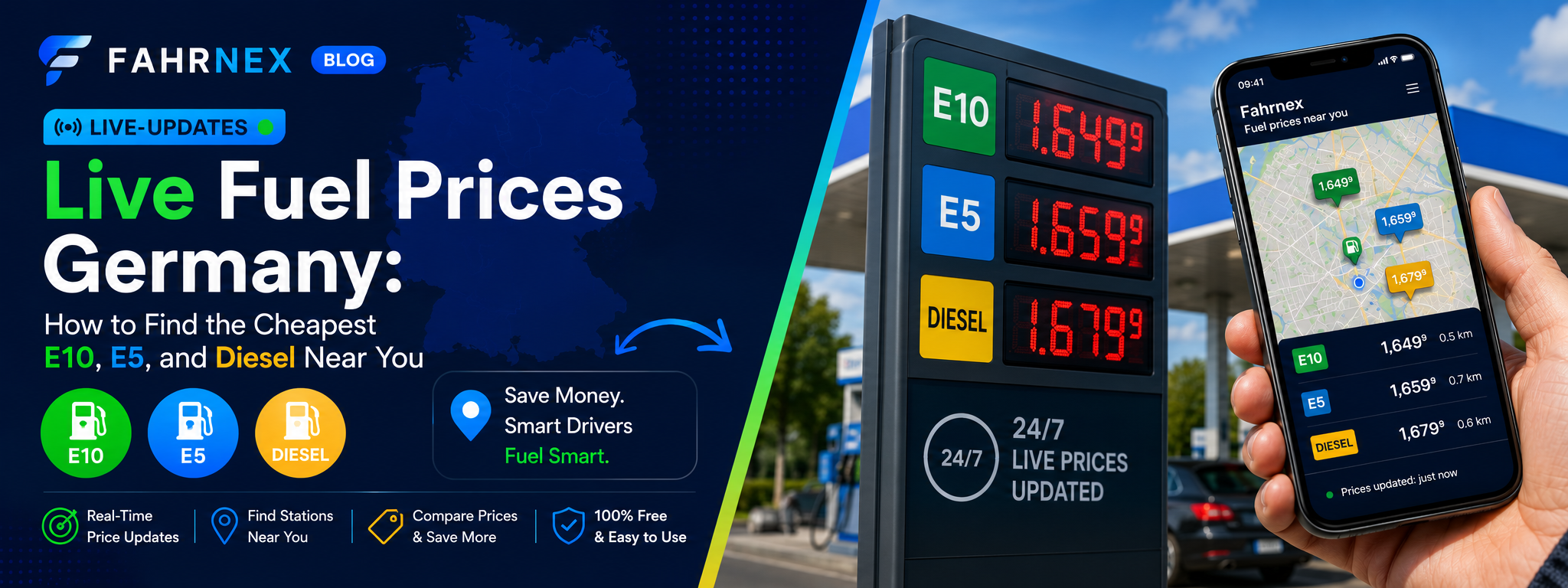 Live Fuel Prices Germany: How to Find the Cheapest E10, E5, and Diesel Near You cover image for Vehicle Expense Tracking